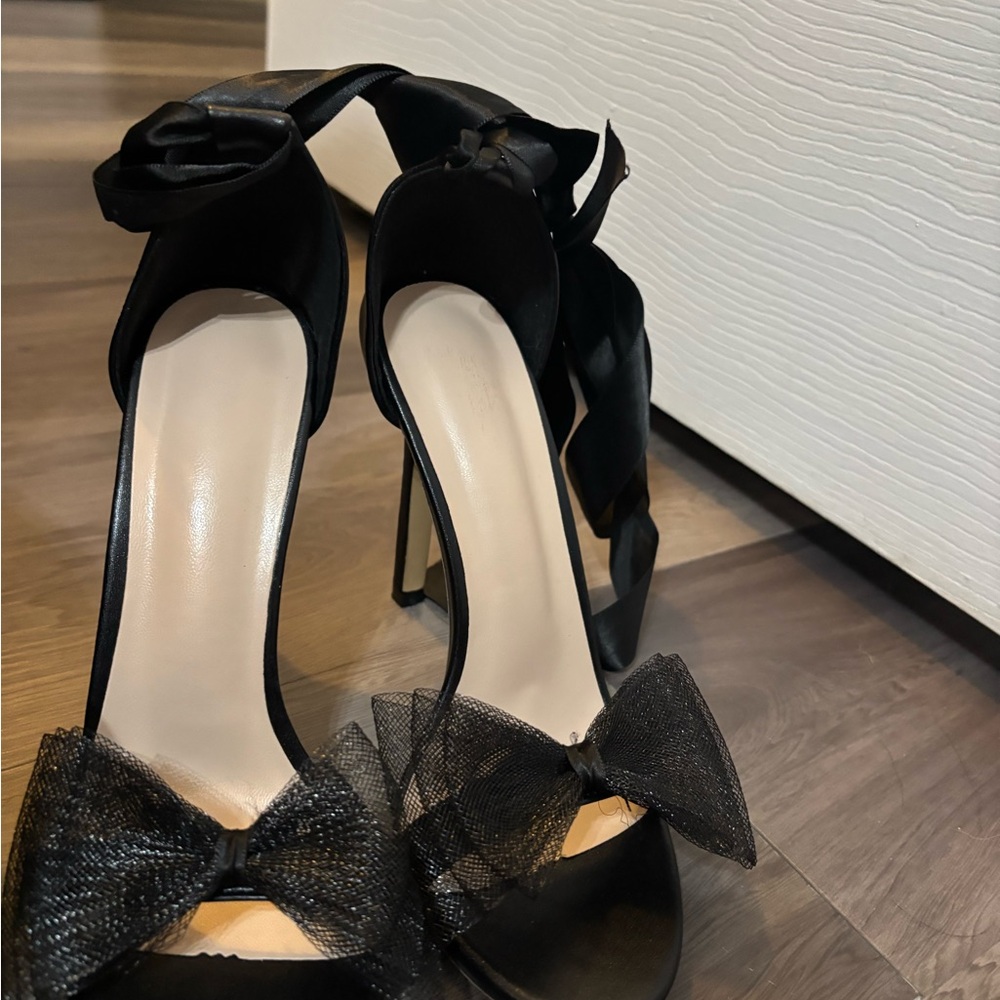 Elegant Black Bow Women's Heels